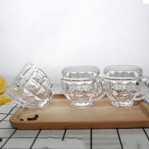 Bộ 6 Cốc Thủy Tinh Dày Có Tay Cầm  Uống Trà Cafe Ngày Tết Hàng Cao Cấp.