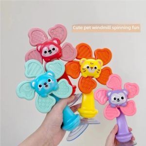 2026 Hot-Selling Suction Cup Animal Windmill Spinning Toy Baby Teething Sensory Toy Suction Cup Feeding Tool for High Chair Newborn Soothing Tactile Early Education Aid Feeding and Soothing Tool Full-Month Gift High Chair Feeding Assistant Baby De
