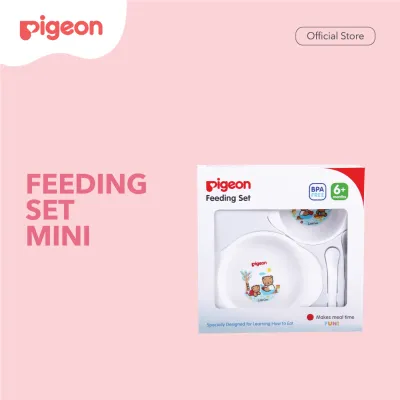 PIGEON Feeding Set Mini | Alat Makan Bayi | Peralatan Makan Bayi | Alat Makan Bayi MPASI | Sendok Garpu Bayi | Feeding Spoon | Baby Spoon | Baby Fork