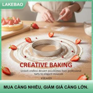 【LAKEBAO】 Thép không gỉ Mousse bánh khuôn chịu nhiệt đục lỗ Vòng Tart Cookie bánh ngọt Vòng tròn cắt khuôn dụng cụ nướng bánh