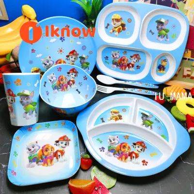 PAW PATROL Childrens tableware ， babys complementary bowl dividing plate lovely cartoon shape melamine resistant（8-piece set）