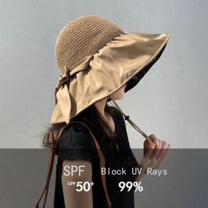 DRESSPLUS accessories for women hat cap summer hat for sun protection 防晒帽 Spring Summer Wide Brim Sun Hat Outdoor Travel Sun Protection Hat Fashion Anti-UV Bow Bucket Hat for Female