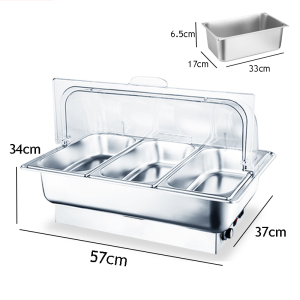 9L Electric Chafing Dish Food Warmer With Visual 304 Stainless Steel Adjustable Temperature Double-glazed Delicatessen Food Display Cabinet Electric Thermostatic Box food warmer display glass with cover