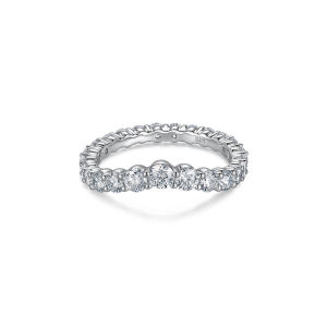 Queensun 18K gold lab diamond V-shaped full diamond row ring stacked with real diamonds diamond ring wedding proposal ring femaleV型全钻石排戒指