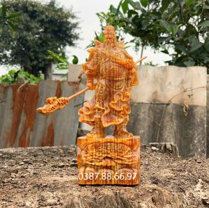 Tượng quan công xách đao cao 20cm gỗ huyết long cực đẹp
