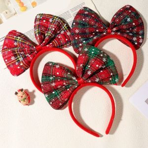 Shiny Bowknot Hair Hoop Korean Style Cute Christmas Themed Headband Trendy Snowflake Christmas Headwear Merry Christmas Decorations