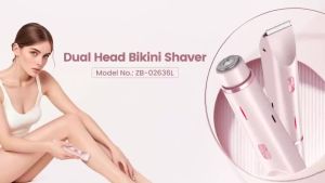 2 in 1 Bikini Trimmer for Women Painless Electric Razor Cordless Body Shaver for Trip Replaceable Lady Facial Razor