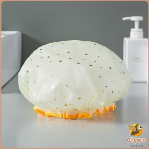 Digeo Double-layer Waterproof Shower Cap Fashion Bathing Caps Star Pattern Bathroom Hair Salon Supplies