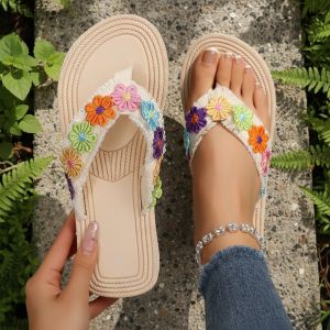 [Free Shipping] WomenS Thick-Soled Wedge Sandals Roman-Style Outdoor Slippers Fashionable Summer Flip-Flops With A Faux Jute Rope Design
