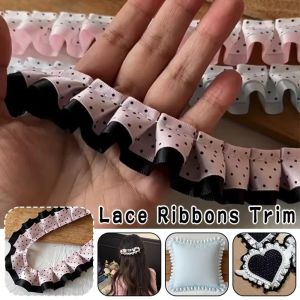 CLARO 2M Pleated Ribbon Trim DIY Ruffle Trim Lolita Dress Ribbon Handmade Supplies work Crafts Double Layer Lace Ribbon Apparel Supplies