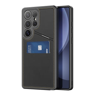 Ốp Lưng Da Sạc Từ Tính Samsung Galaxy S25 Ultra DUX DUCIS Rafi II Series có ngăn đựng thẻ chân đế Chính hãng