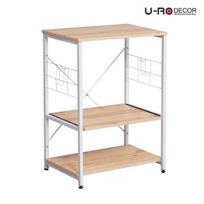 U-RO DECOR รุ่น SMART (สมาร์ท) ชั้นวางของเอนกประสงค์ (สีไลท์โอ๊ค/เฟรมสีขาว) MULTI-PURPOSE SHELF ชั้นวางของ ชั้นวางไมโครเวฟ ชั้นวางของ DIY ชั้นวาง 3 ชั้น