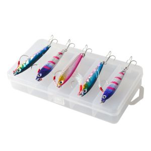 เหยื่อจิ๊กโลหะ 5 ชิ้น 7g-20g สำหรับตกปลาทั้งน้ำจืดและน้ำเค็ม ครบเซ็ตในกล่องเดียว พร้อมใช้งาน