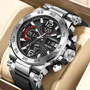 LIGE Original Dual Display Digital Watch Men FOXBOX Multi Function Calenda Luminous Watches + Box