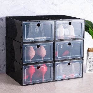 HOT PROMO!! PAKET 10PCS Kotak Sepatu Lipat Transparan Tebal Shoes Storage Box Organizer Rak Sepatu Plastik Susun