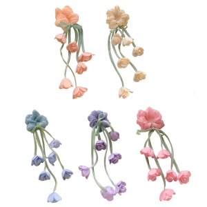 Breathable Mesh Hair Scrunchie Headbands Rope Tulips Flowers And Flowing Tassels