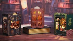 CUTEBEE DIY Dollhouse Miniature House 3D Puzzle Model Bookends-Mini BookHouse Series SD01BSD02BSD03BSD04B