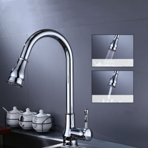 Firte Kitchen Faucets  Pull Down Gold Kitchen Tap Solid Brass Dual Mode Swivel Hot and Cold Water Mixer Bathroom Sink Tap