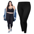 Leggings in Solid Black Plus Size High-Waisted Full Length - Comfort Fit Full Length Pants for Women. 