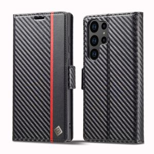Ốp lưng cho Samsung Galaxy S25 S24 S23 S22 S21 S20 Ultra / S25 S24 S23 S22 S21 S20 Plus / Samsung S21 S20 S23 S24 FE sợi carbon Ví từ tính khe đựng thẻ nắp lật