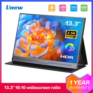 Unew 13.3 inch 2560x1600 2.5K Monitor Portable Display External  Screen USB-C Mini HDMI Type-C for Gaming Laptops PS3/PS4 Switch