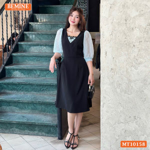[DUY NHẤT 15-17.01 - VOUCHER 40K]Đầm thiết kế BEMINE cổ vuông phối ren thêu hoa tay lửng dáng chữ A phù hợp đi làm-MT10158
