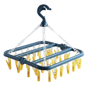 32 Clips Garment Organizers Thickened Plastic Foldable Secure Clamping System Clothes Drying Rack For Seasonal Laundry