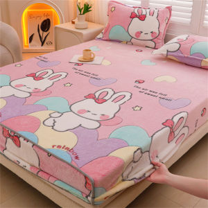 Flannel Bed Sheet Single-Piece Snowfleece Bedspread Mattress Cover Plus Fleece Anti-Slip Fully Surround
