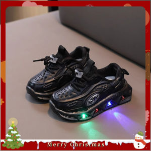 2024 Summer new boys sports shoes LED bright light-emitting shoes height-enhancing daddy shoes childrens shoes