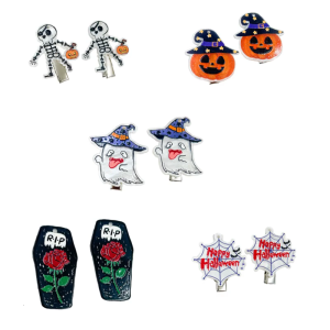 Festival Acrylic Skull Hair Clip Secure Grip Design Pumpkin Hairpins Comfortable Wear For Halloween Parties And Event