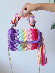 Casual Tote Crochet Handbag Lady Purse Crossbody Shoulder Bag Leisure Bag Large Capacity Handmade Woven Bag for Women