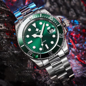 WWOOR Top Brand Luxury Mens Watch Stainless Steel Waterproof Complete Calendar Luminous hands Fashion Quartz Watch for Men