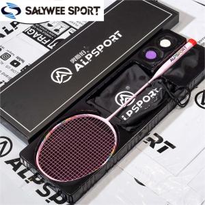 SALYWEE BBQ 8U Super Light Titanium Alloy 100% Full Carbon Fiber 24-30Lbs Strung Sh-ock Absorption Technology Badminton Racket With Free Strings Gift Box Bag Racquet Speed