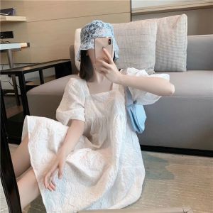 VÁY BẦU DÁNG SUÔNG CHẤT ĐẸP-ĐẦM BẦU MÙA HÈ XINH-VÁY BẦU BABYDOLL ĐÍNH NƠ XINH DÁNG DÀI
