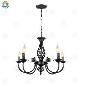 IGDL 5-Light บ้านไร่เทียนโคมระย้าสำหรับห้องนั่งเล่น ชนบทอุตสาหกรรมจี้โคมไฟเพดาน วินเทจแขวนโคมไฟสำหรับห้องนอนห้องโถงห้องครัวห้องรับประทานอาหารห้องโถง เคลือบ BLAC