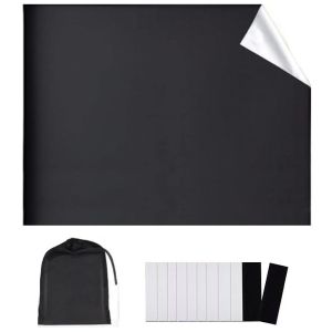GRACE Black Blackout Blind Curtain Non-perforated Portable Shade Curtain Window Cover Adhesive Sticker Curtains Home