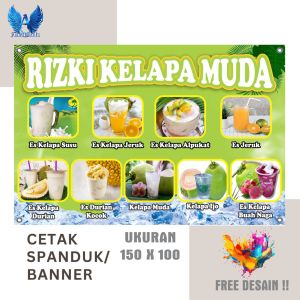 Cetak Spanduk Banner ES KELAPA MUDA Costom Desain