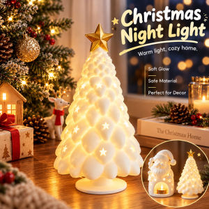 Christmas Tree Shape Night Light 3D Printed Santa Claus Desktop Decoration Home Tabletop Atmosphere Light