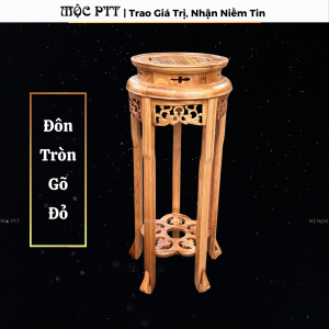 Đôn Tròn mẫu Song Phụng gỗ Gõ Đỏ Pachy kích thước mặt 30 35 cao 40 50 60 70 80 cm