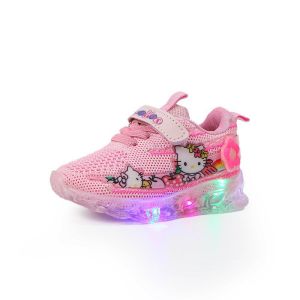 【Suge】Size21-30 Kids Shoes Girls Light Up Princess Shoes Luminous Shoes Cute Cat First Walkers Shoes