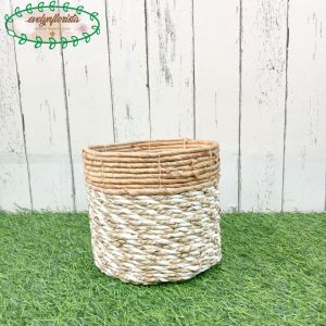 Cover Pot Seagrass Coklat Mini Keranjang Serbaguna Hiasan Meja Aesthetic