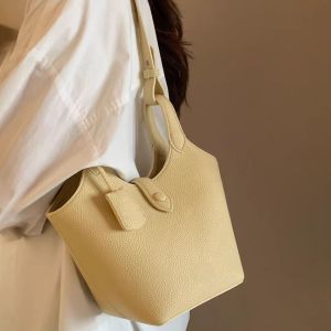 MECOME ผ้าสีพื้น กระเป๋าสะพาย ปรับได้ ลายลิ้นจี่ กระเป๋าสะพายข้าง ใหม่ หนัง PU กระเป๋าโท้ต สำหรับผู้หญิง