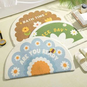 Cute Floor Mat Soft Flower Carpet Super Absorbent Floor Rug Cartoon semicircle entrance Door Mat Home Decor 40X60CM