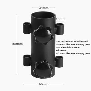 Tent Awning Rod Holder Iron Double Hole Nut Adjustable Windproof Outdoor Camping Hiking Fishing Tent Canopy Umbrella Pole Fixed Stand adjustable
