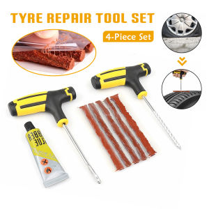 Auto Car Tubeless Tyre Puncture Plug Repair Tools for Car and Motorcycle | Tire Patch Exterior Puncture Tool Kit with Rubber Solution Glue