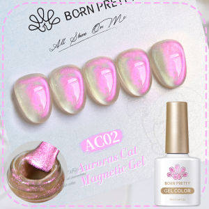 BORN PRETTY Purple Auroras Cat Eye Gel Nail Polish Sparkling Iridescent Reflective Glitter Semi Permanent Nail Art Gel Varnish