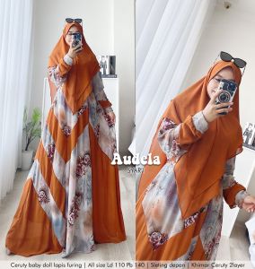 MAHDIYA OUTFIT - GAMIS AUDELA SYARI. BUSUI SET KERUDUNG . GAUN PESTA MUSLIMAH MEWAH ADEM