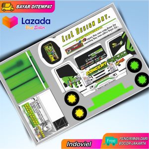 Concept Hijau Pola Stiker Miniatur Truck Oleng Size Besar