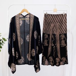 ONE SET BATIK WANITA MODERN SETELAN CELANA PANJANG BATIK SET BATIK KULOT BATIK LEBARAN BATIK KONDANGAN - OUTER PIRINGAN KULOT PARANG WAYANG