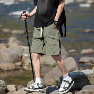 Mens cargo shorts loose multi-pocket summer casual shorts pure cotton large size mens shorts[5XL]